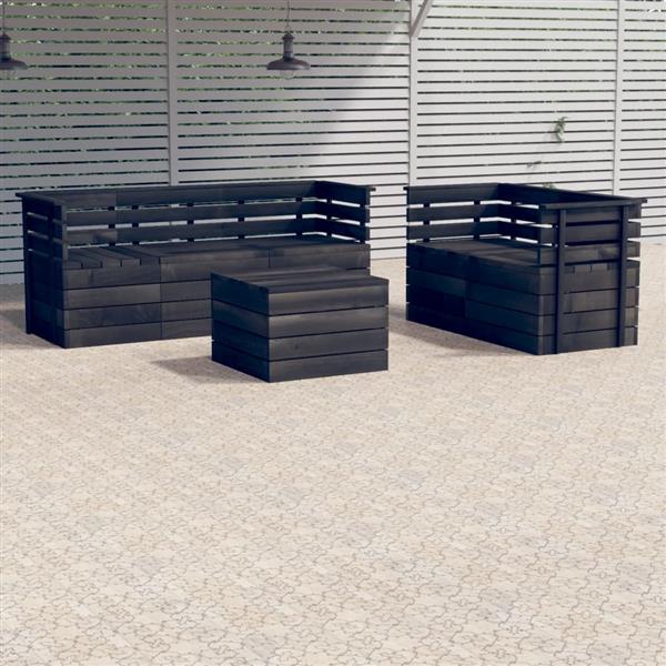 Grote foto vidaxl 6 delige loungeset pallet massief grenenhout donkergrijs tuin en terras tuinmeubelen