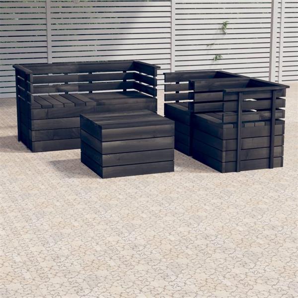 Grote foto vidaxl 5 delige loungeset pallet massief grenenhout donkergrijs tuin en terras tuinmeubelen