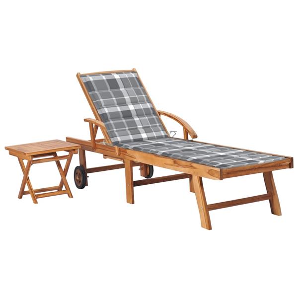 Grote foto vidaxl ligbed met tafel en kussen massief teakhout tuin en terras tuinmeubelen