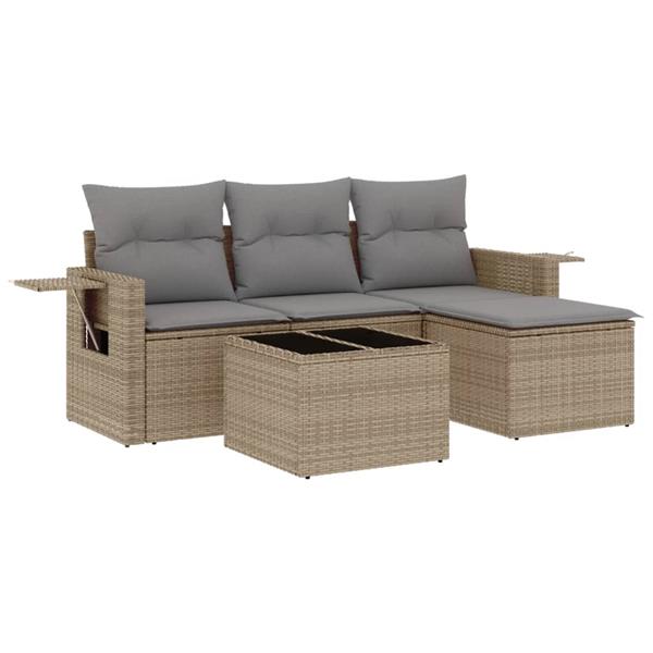 Grote foto vidaxl 4 delige loungeset met kussens poly rattan beige tuin en terras tuinmeubelen