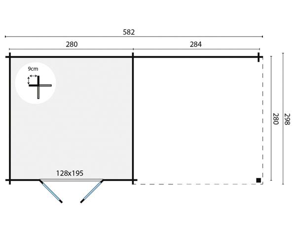 Grote foto tuinhuis hasse met overkapping 582 x 298 x 225 tuin en terras tuinhuisjes en blokhutten