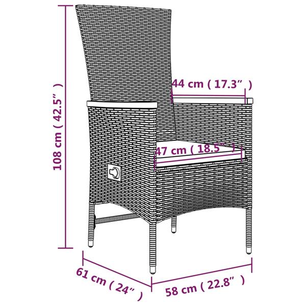 Grote foto vidaxl 3 delige tuinset met kussens poly rattan zwart tuin en terras tuinmeubelen