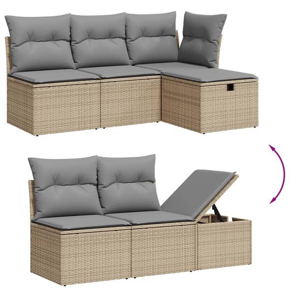 Grote foto vidaxl 6 delige loungeset met kussens poly rattan beige tuin en terras tuinmeubelen