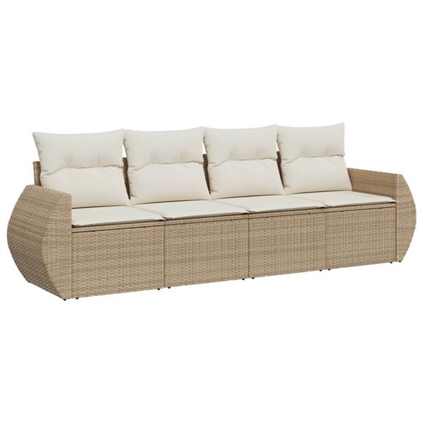 Grote foto vidaxl 4 delige loungeset met kussens poly rattan beige tuin en terras tuinmeubelen