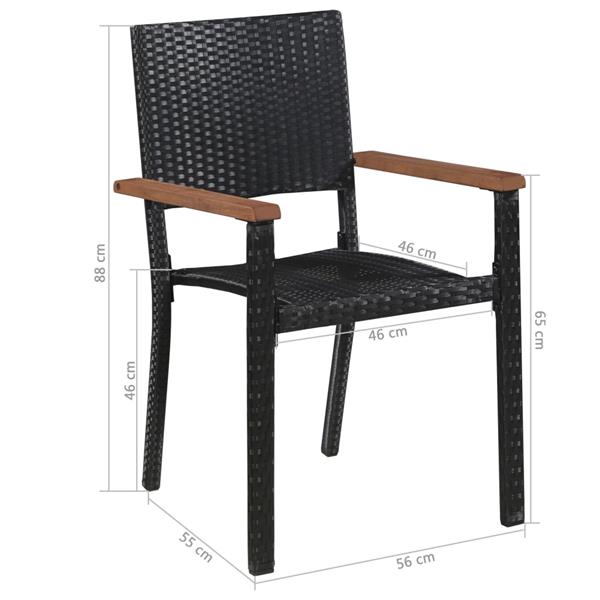 Grote foto vidaxl tuinstoelen 2 st poly rattan zwart tuin en terras tuinmeubelen