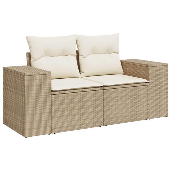 Grote foto vidaxl 3 delige loungeset met kussens poly rattan beige tuin en terras tuinmeubelen