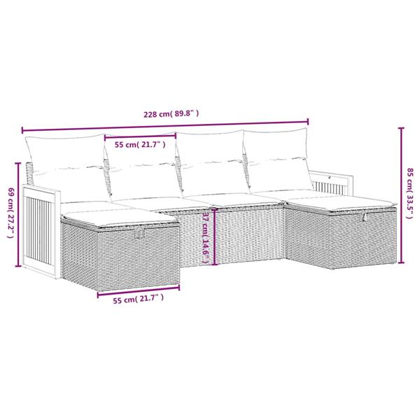 Grote foto vidaxl 6 delige loungeset met kussens poly rattan gemengd beige tuin en terras tuinmeubelen