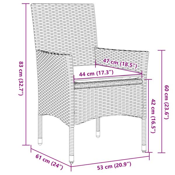 Grote foto vidaxl 5 delige tuinset met kussens poly rattan en glas bruin tuin en terras tuinmeubelen