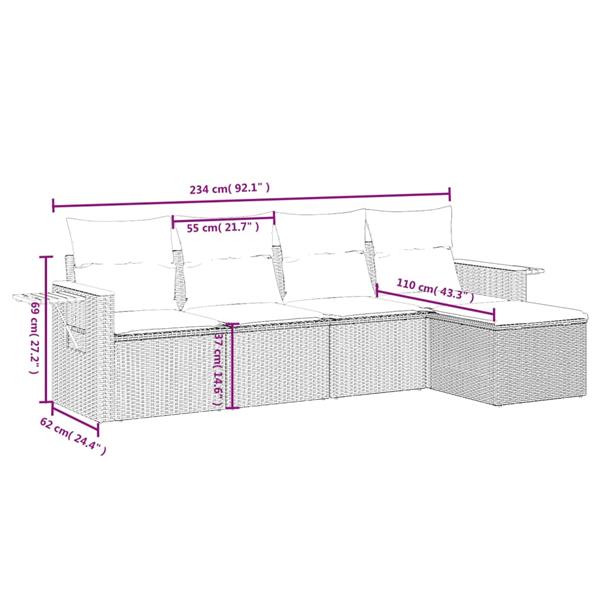 Grote foto vidaxl 5 delige loungeset met kussens poly rattan grijs tuin en terras tuinmeubelen