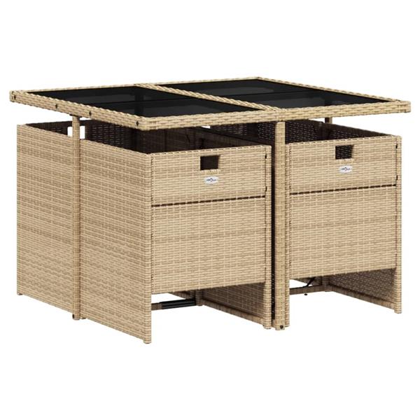 Grote foto vidaxl 5 delige tuinset met kussens poly rattan gemengd beige tuin en terras tuinmeubelen