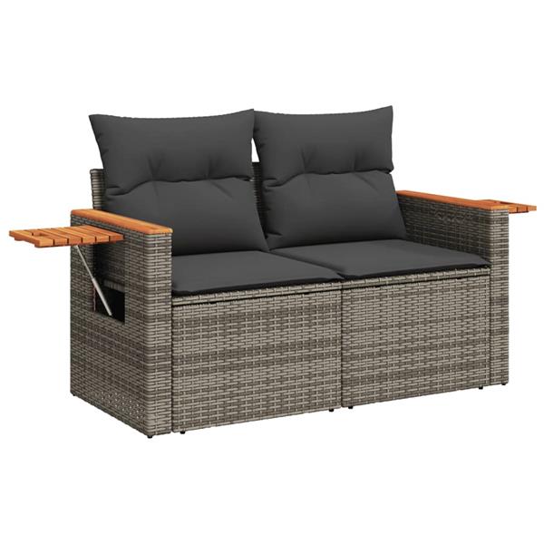 Grote foto vidaxl 4 delige loungeset met kussens poly rattan grijs tuin en terras tuinmeubelen