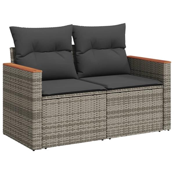 Grote foto vidaxl 5 delige loungeset met kussens poly rattan grijs tuin en terras tuinmeubelen