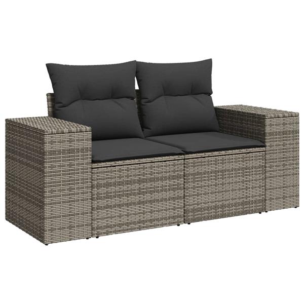 Grote foto vidaxl 4 delige loungeset met kussens poly rattan grijs tuin en terras tuinmeubelen