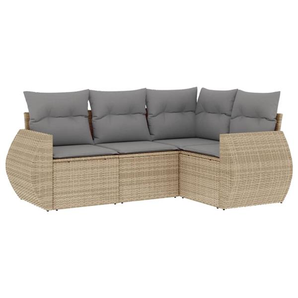 Grote foto vidaxl 4 delige loungeset met kussens poly rattan beige tuin en terras tuinmeubelen