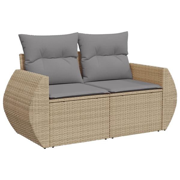 Grote foto vidaxl 5 delige loungeset met kussens poly rattan beige tuin en terras tuinmeubelen