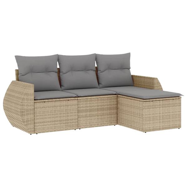 Grote foto vidaxl 4 delige loungeset met kussens poly rattan beige tuin en terras tuinmeubelen