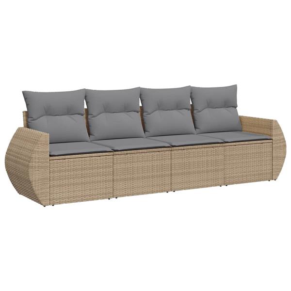 Grote foto vidaxl 4 delige loungeset met kussens poly rattan beige tuin en terras tuinmeubelen