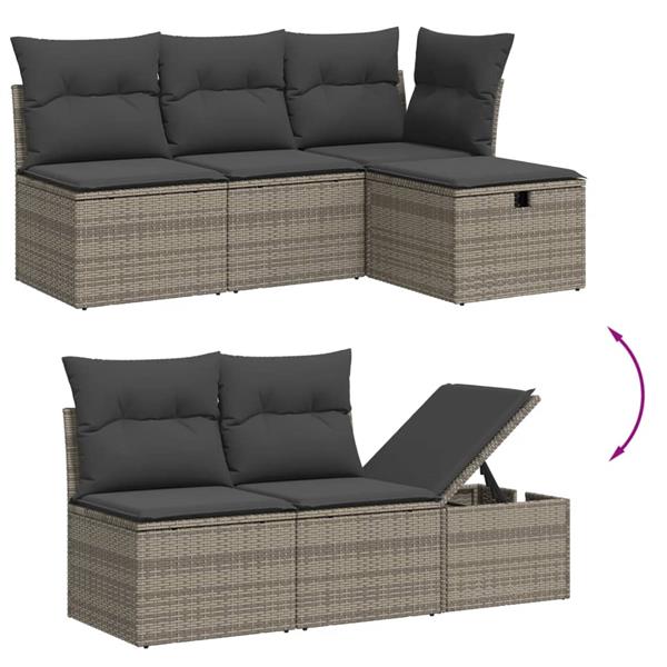 Grote foto vidaxl 6 delige loungeset met kussens poly rattan grijs tuin en terras tuinmeubelen