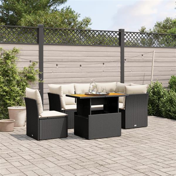 Grote foto vidaxl 5 delige loungeset met kussens poly rattan zwart tuin en terras tuinmeubelen