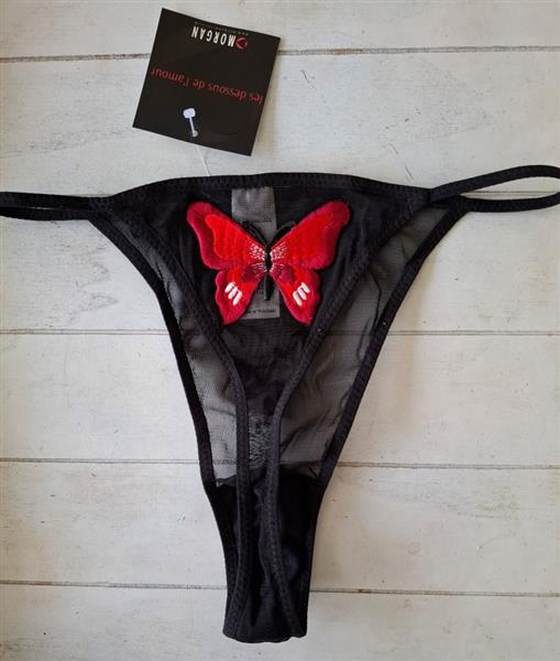 Grote foto zwarte doorzichtige string van morgan small kleding dames ondergoed en lingerie merkkleding