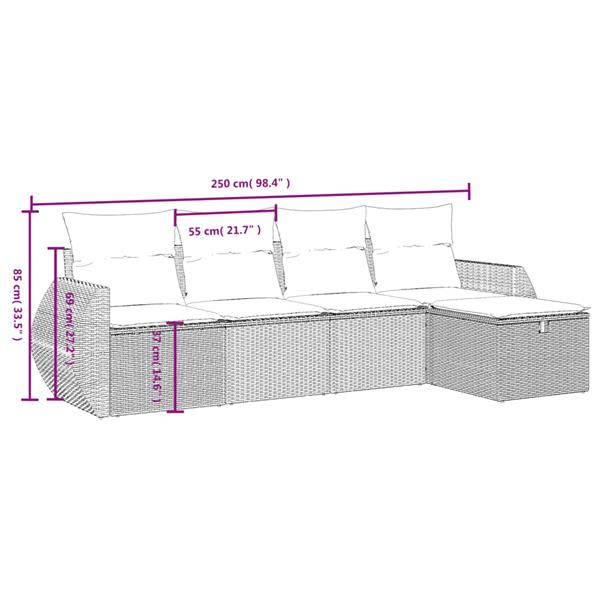 Grote foto vidaxl 5 delige loungeset met kussens poly rattan zwart tuin en terras tuinmeubelen