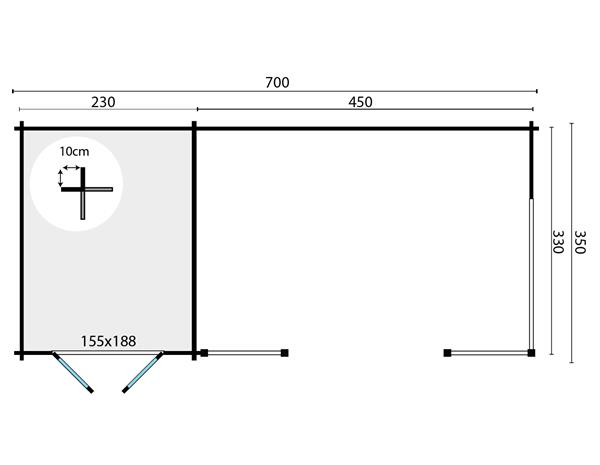 Grote foto tuinhuis kukka met overkapping 700 x 350 x 279 tuin en terras tuinhuisjes en blokhutten