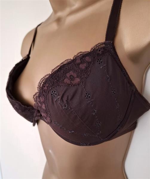 Grote foto elegante chocoladebruine bh met zachte vulling 80c kleding dames ondergoed en lingerie