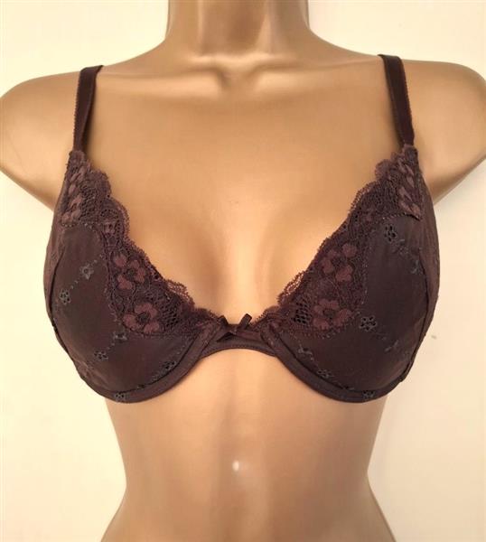 Grote foto elegante chocoladebruine bh met zachte vulling 80c kleding dames ondergoed en lingerie