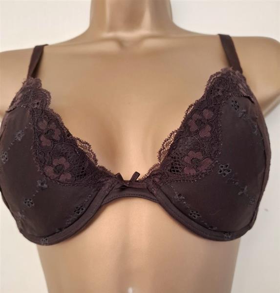 Grote foto elegante chocoladebruine bh met zachte vulling 80c kleding dames ondergoed en lingerie