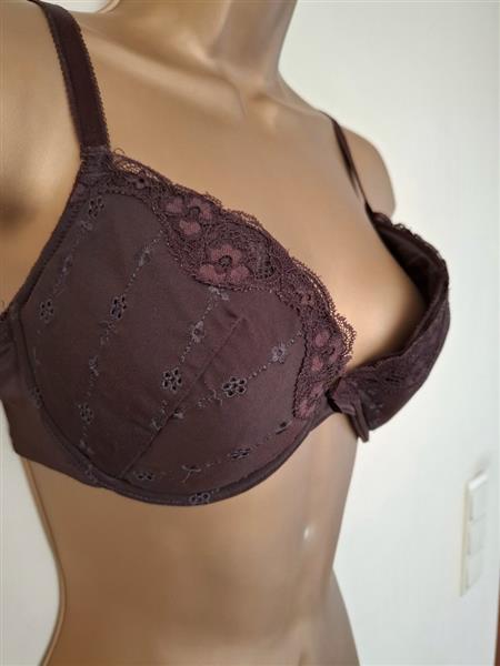 Grote foto elegante chocoladebruine bh met zachte vulling 80c kleding dames ondergoed en lingerie