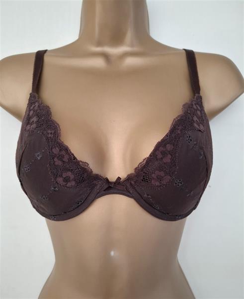 Grote foto elegante chocoladebruine bh met zachte vulling 80c kleding dames ondergoed en lingerie