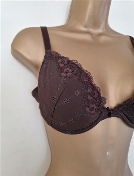 Grote foto elegante chocoladebruine bh met zachte vulling 80c kleding dames ondergoed en lingerie