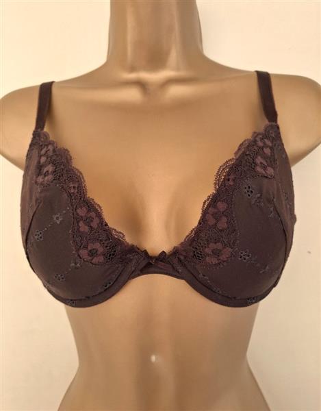 Grote foto elegante chocoladebruine bh met zachte vulling 80c kleding dames ondergoed en lingerie