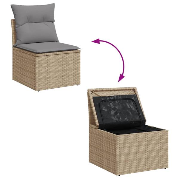 Grote foto vidaxl 6 delige loungeset met kussens poly rattan beige tuin en terras tuinmeubelen