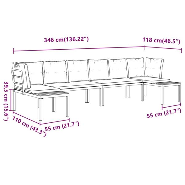 Grote foto vidaxl 4 delige loungeset met kussens gepoedercoat staal zwart tuin en terras tuinmeubelen