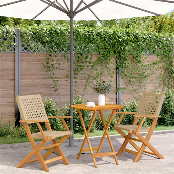 Grote foto vidaxl 3 delige bistroset poly rattan en massief hout beige tuin en terras tuinmeubelen