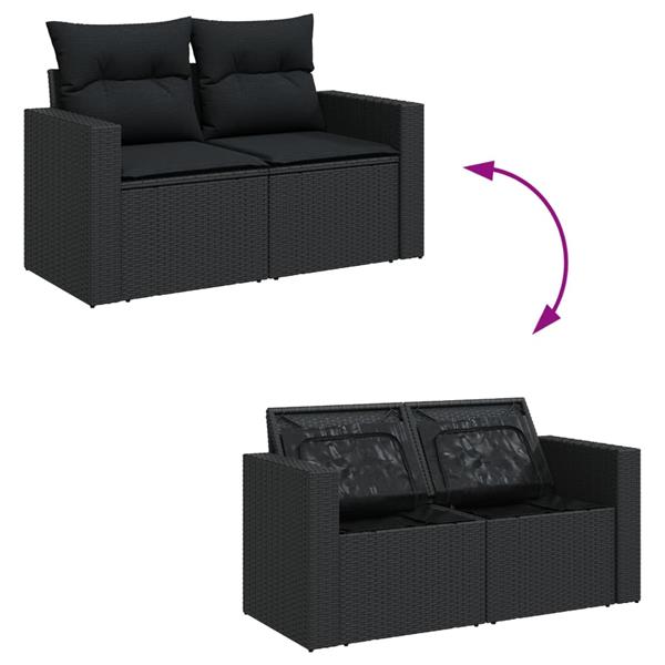 Grote foto vidaxl 4 delige loungeset met kussens poly rattan zwart tuin en terras tuinmeubelen