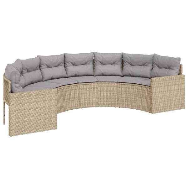 Grote foto vidaxl tuinbank met kussens halfrond poly rattan beige tuin en terras tuinmeubelen