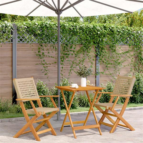 Grote foto vidaxl 3 delige bistroset poly rattan en massief hout beige tuin en terras tuinmeubelen