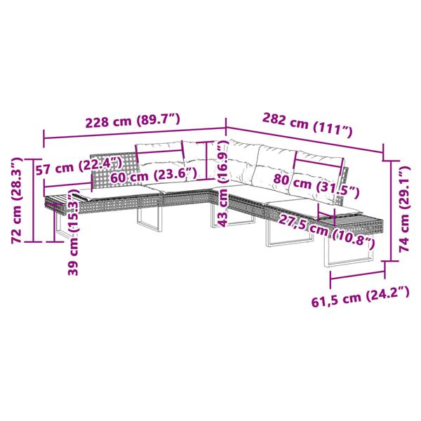 Grote foto vidaxl 2 delige loungeset met kussens poly rattan en acaciahout zwart tuin en terras tuinmeubelen