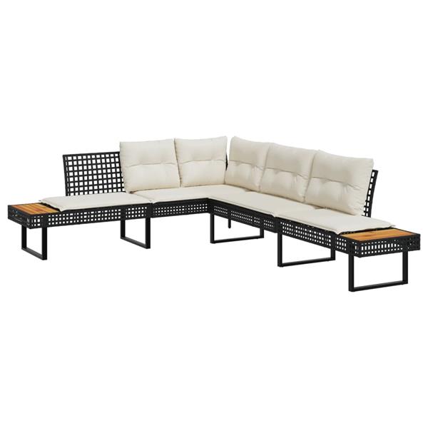 Grote foto vidaxl 2 delige loungeset met kussens poly rattan en glas zwart tuin en terras tuinmeubelen