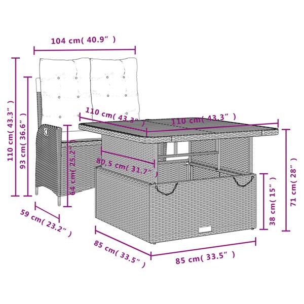 Grote foto vidaxl 2 delige tuinset met kussens poly rattan grijs tuin en terras tuinmeubelen