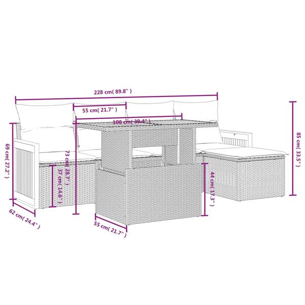 Grote foto vidaxl 6 delige loungeset met kussens poly rattan zwart tuin en terras tuinmeubelen