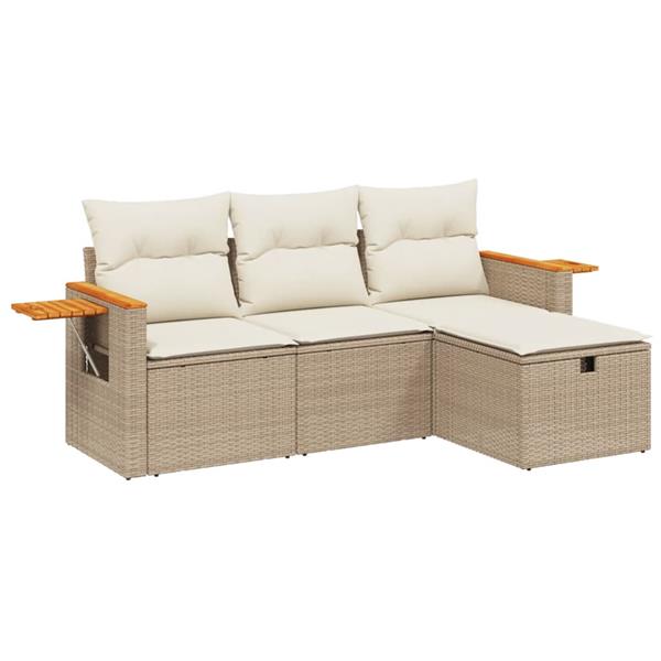 Grote foto vidaxl 4 delige loungeset met kussens poly rattan beige tuin en terras tuinmeubelen