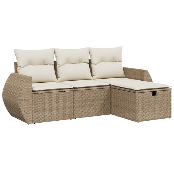 Grote foto vidaxl 4 delige loungeset met kussens poly rattan beige tuin en terras tuinmeubelen