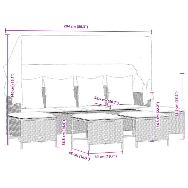 Grote foto vidaxl 5 delige loungeset met kussens poly rattan lichtgrijs tuin en terras tuinmeubelen