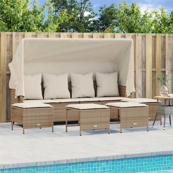 Grote foto vidaxl 5 delige loungeset met kussens poly rattan beige tuin en terras tuinmeubelen