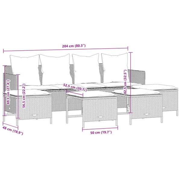 Grote foto vidaxl 5 delige loungeset met kussens poly rattan lichtgrijs tuin en terras tuinmeubelen