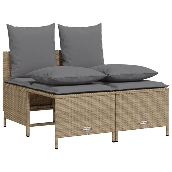 Grote foto vidaxl 5 delige loungeset met kussens poly rattan beige tuin en terras tuinmeubelen