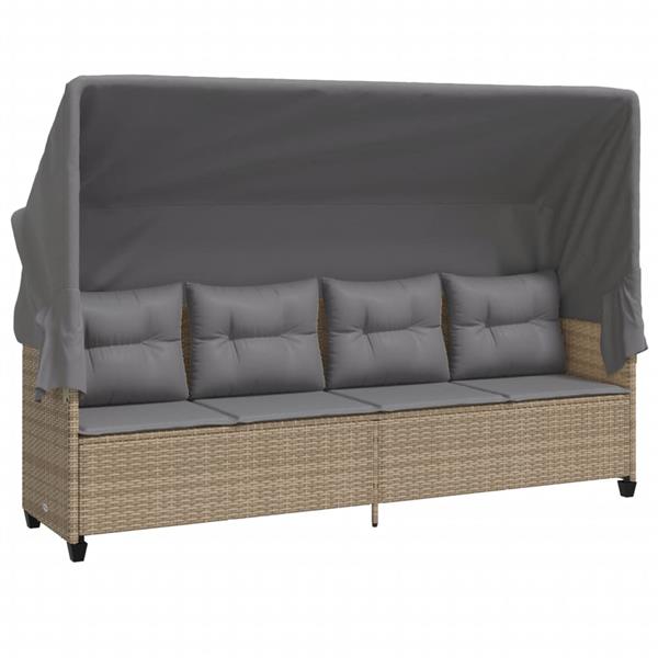 Grote foto vidaxl 5 delige loungeset met kussens poly rattan beige tuin en terras tuinmeubelen